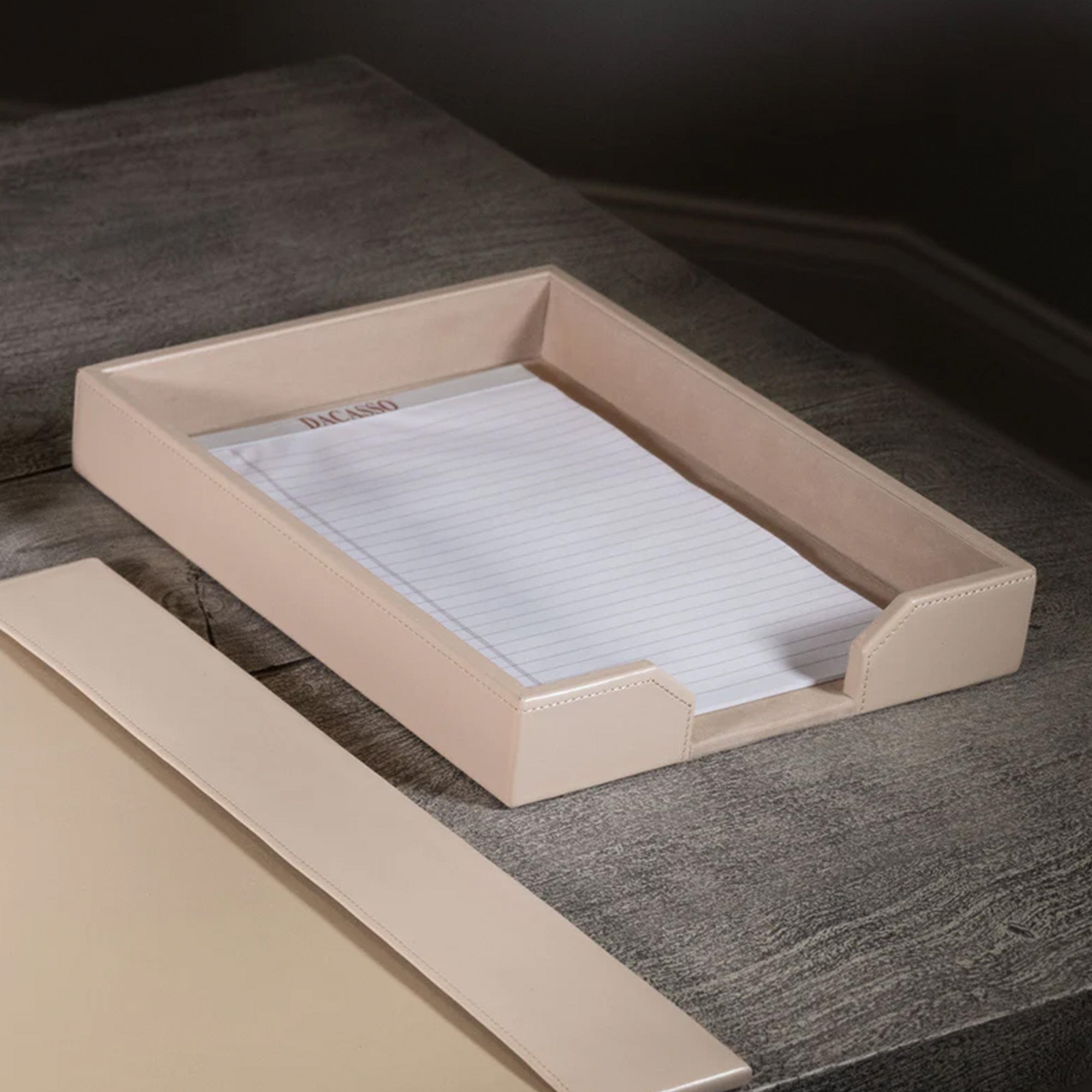 White Latte Bonded Leather Desk Set, 7pc