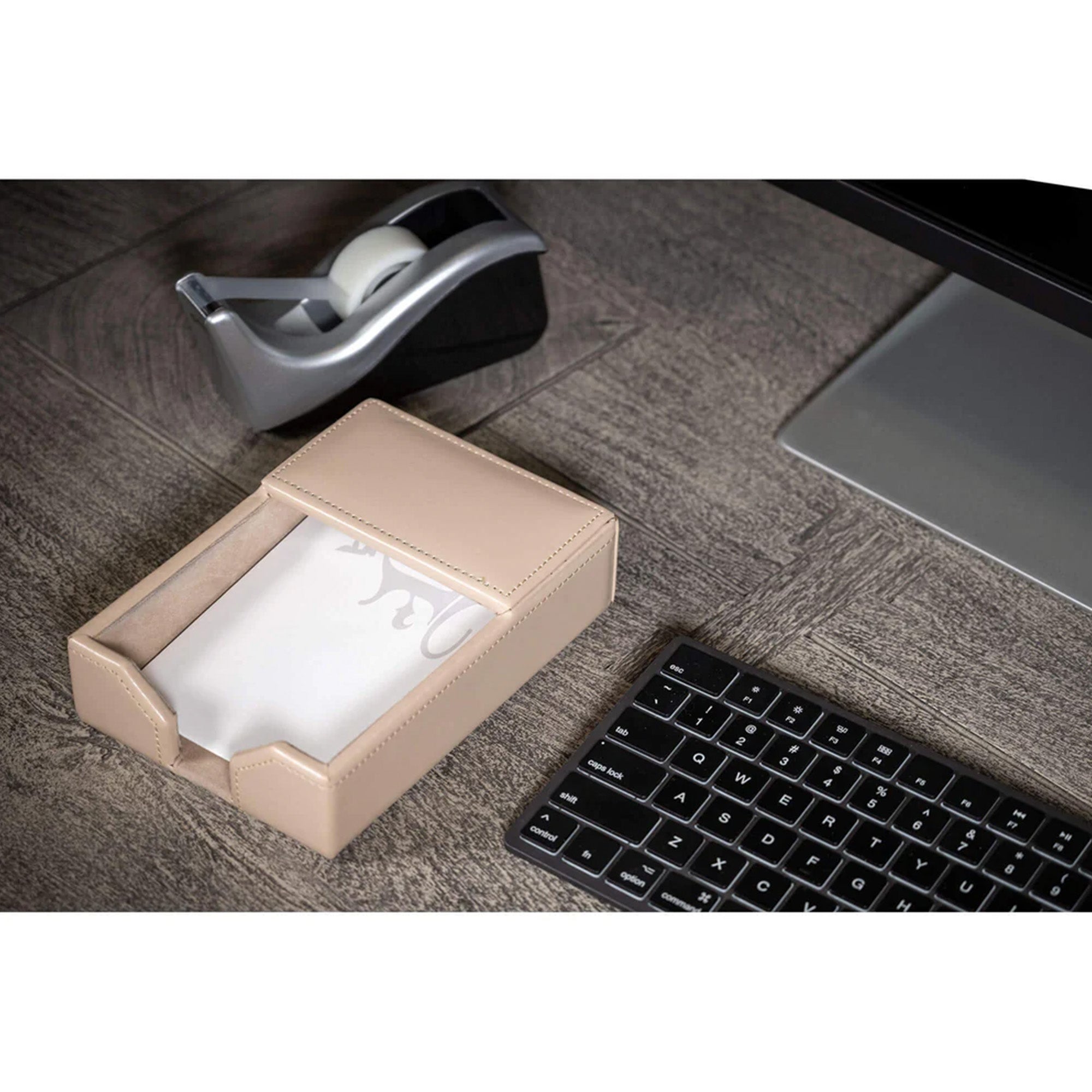 White Latte Bonded Leather Desk Set, 9pc