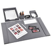 Gray Bonded Leather 5-Piece Desk Set