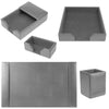 Gray Bonded Leather 5-Piece Desk Set