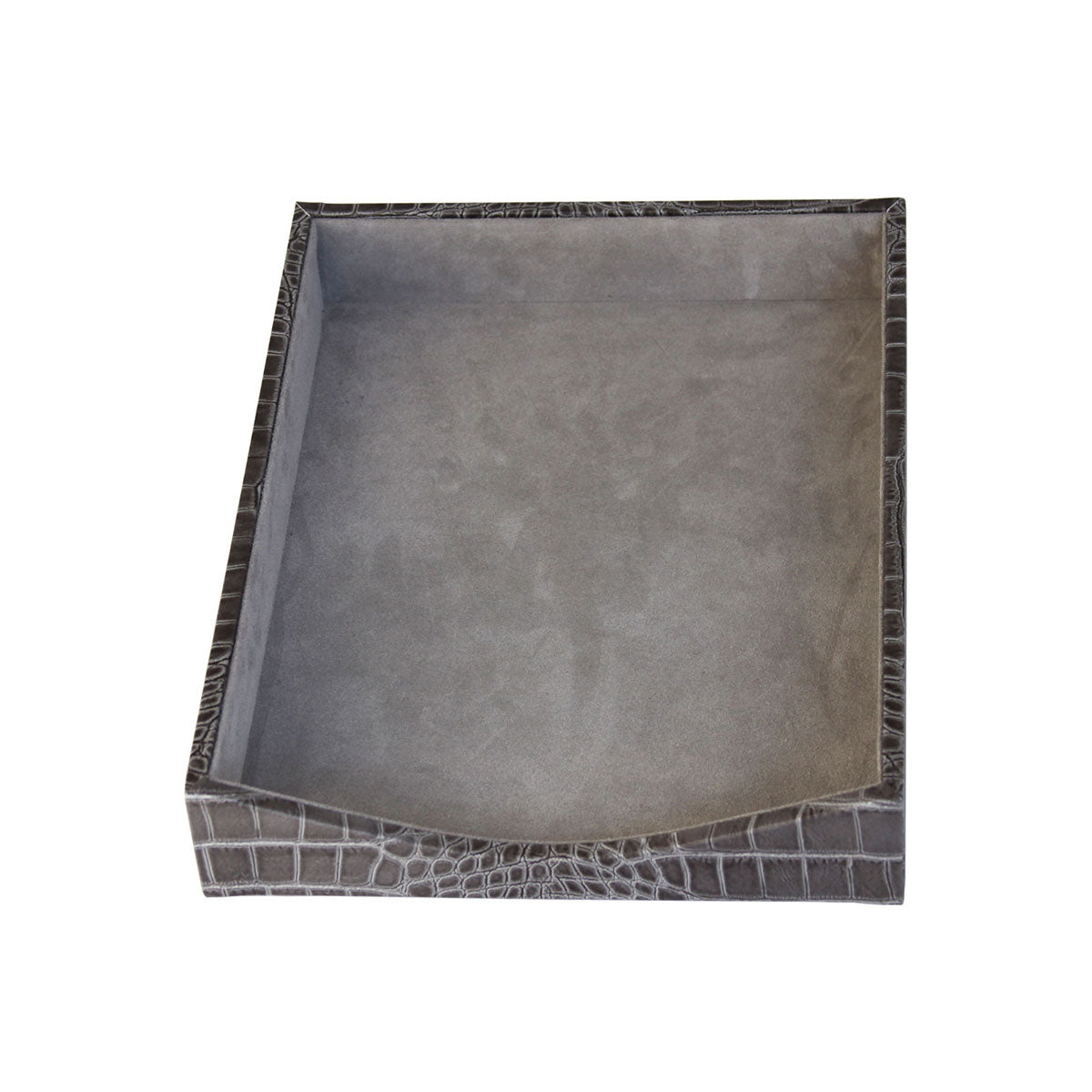 Protacini Castlerock Gray Italian Crocodile Leather 3pc Desk Set