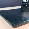 Protacini Black Italian Crocodile Leather 3pc Desk Set