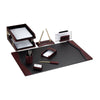Burgundy Leather with Black Trim Desk Set, 10pc