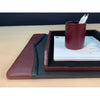 Burgundy Leather with Black Trim Desk Set, 3pc
