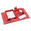 Red Bonded Leather 5-Piece Desk Set