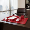 Red Bonded Leather 5-Piece Desk Set