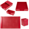 Red Bonded Leather 5-Piece Desk Set