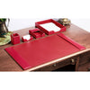 Red Bonded Leather 5-Piece Desk Set