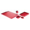 Red Bonded Leather 5-Piece Desk Set