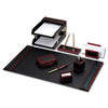 Mahogany (Rosewood) & Black Leather 10-Piece Desk Set