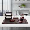 Mahogany (Rosewood) & Black Leather 10-Piece Desk Set