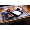 Walnut & Black Leather Desk Set, 7pc