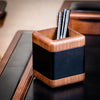 Walnut & Black Leather Desk Set, 7pc