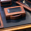 Walnut & Black Leather Desk Set, 7pc