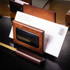 Walnut & Black Leather Desk Set, 7pc