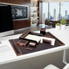 Walnut & Leather 7pc Desk Set with 25.5 x 17.25 Desk Pad
