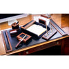 Walnut & Black Leather Desk Set, 8pc