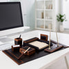 Walnut & Black Leather Desk Set, 8pc