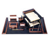 Walnut & Black Leather Desk Set, 10pc