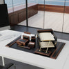 Walnut & Black Leather Desk Set, 10pc