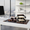 Walnut & Black Leather Desk Set, 10pc