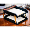 Walnut & Black Leather Desk Set, 10pc