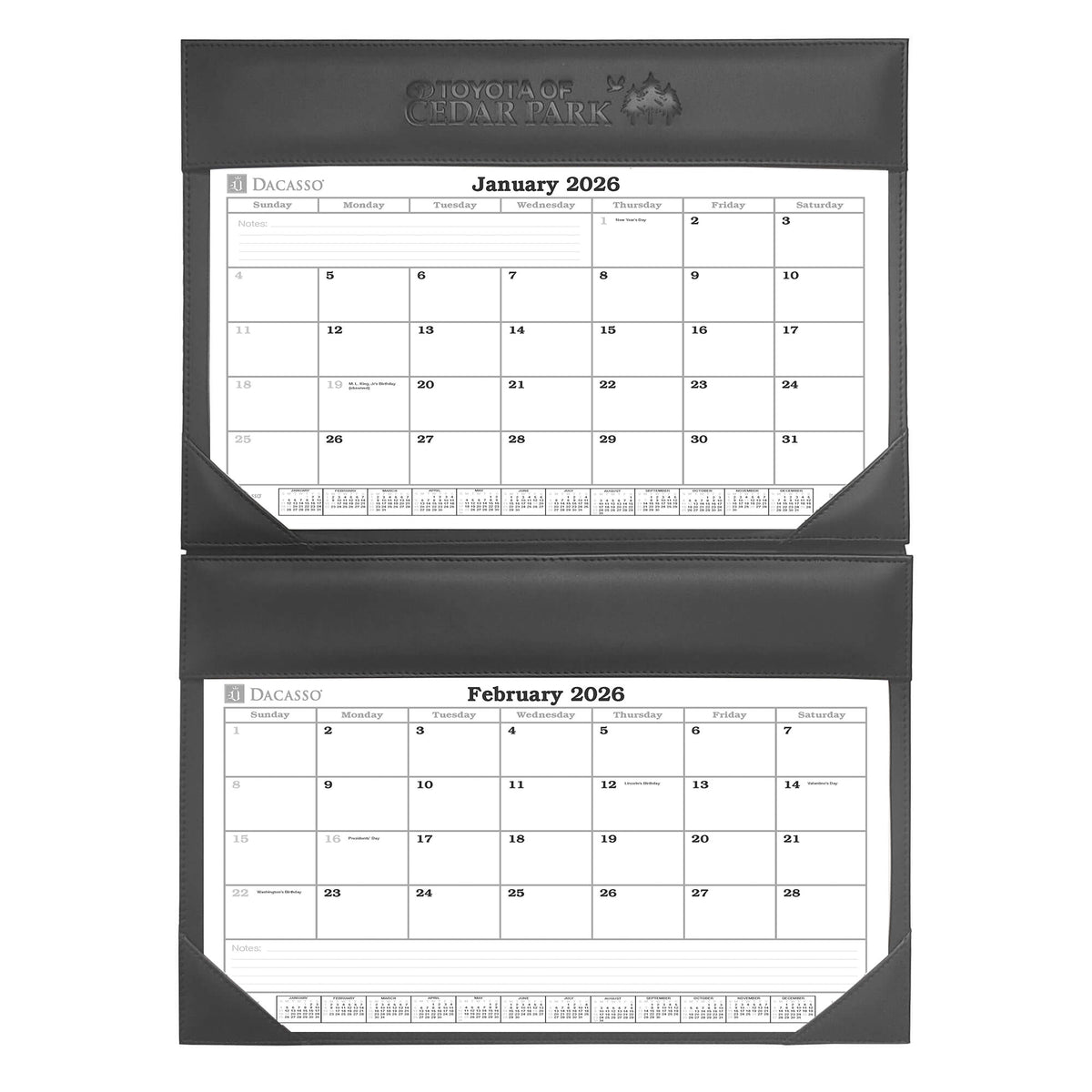 Black Leather Double Wall Calendar w/ Insert