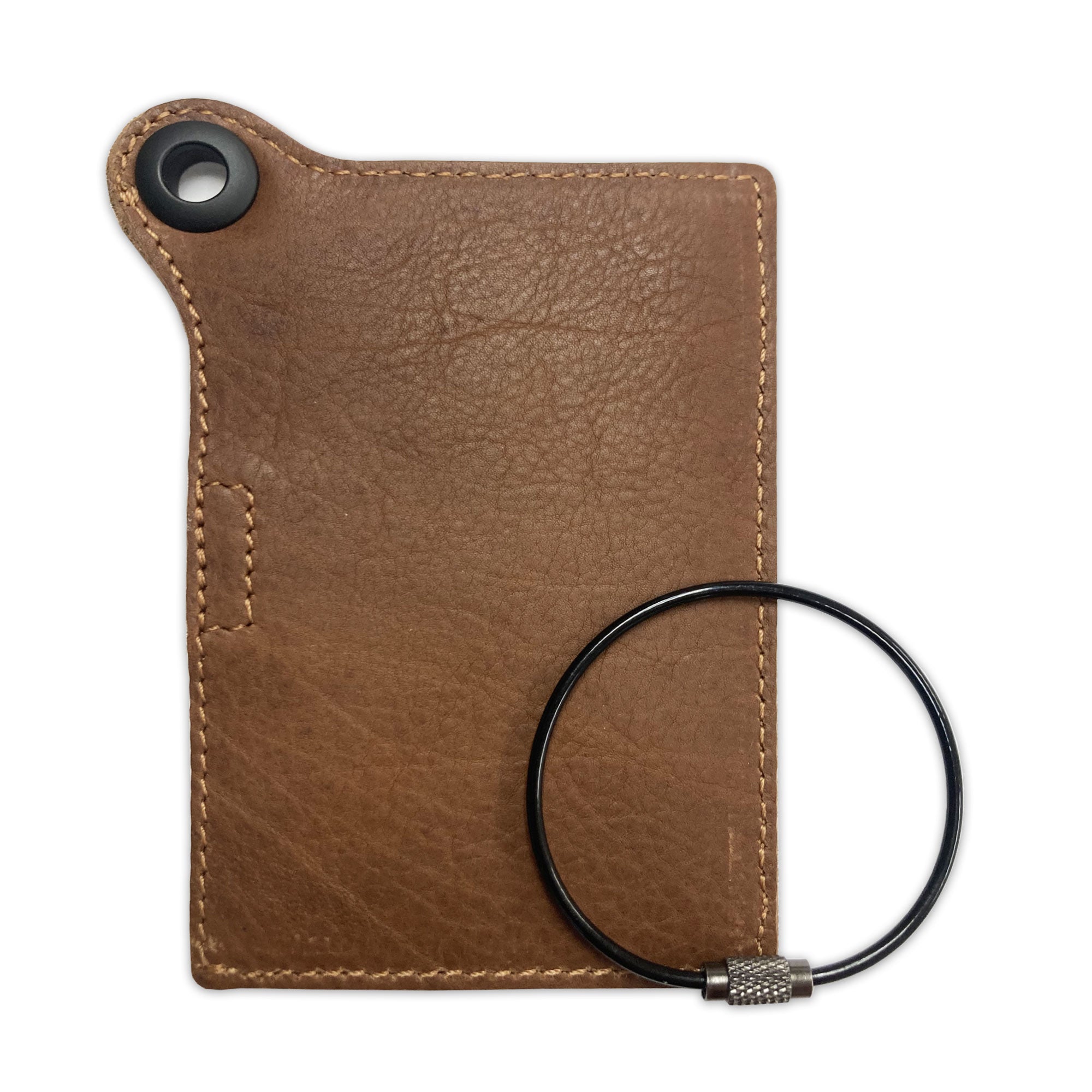 Travelers Envy Leather Luggage Tag with Metal Cable-Angus Beef Brown