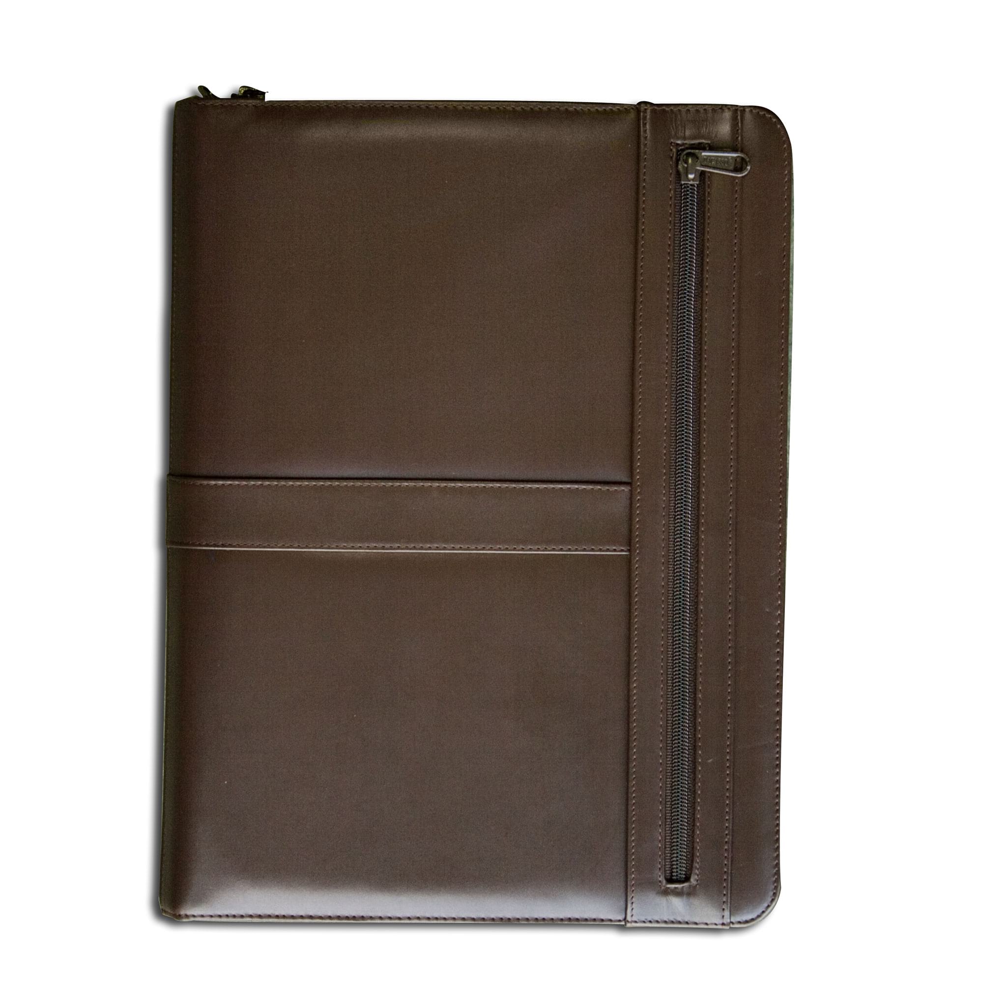 Deluxe Brown Leather Padfolio with Zipper