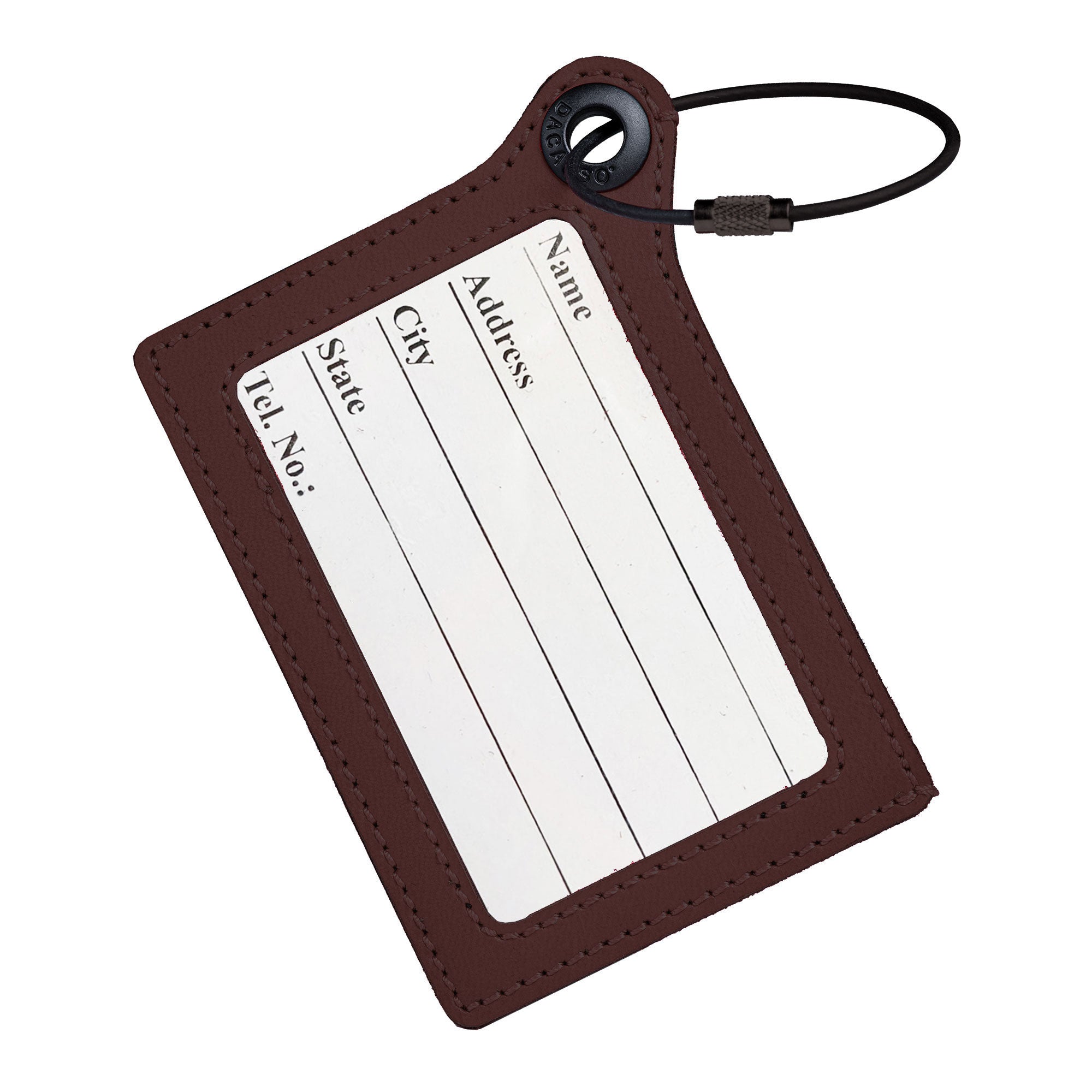 🎁 Travelers Envy Leather Luggage Tag with Metal Cable - Chocolate Brown (100% off)