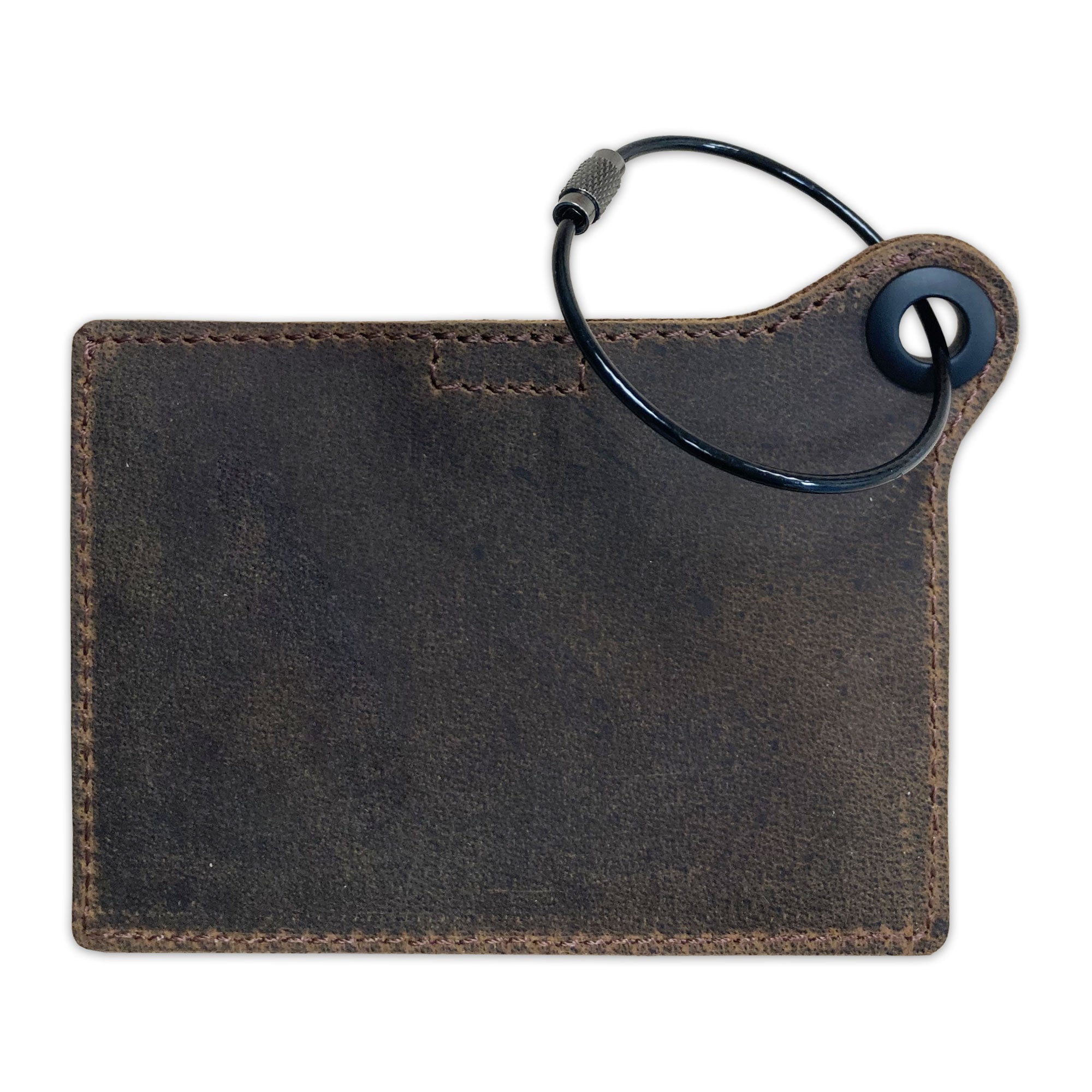 Travelers Envy Leather Luggage Tag with Metal Cable-Bomber Brown