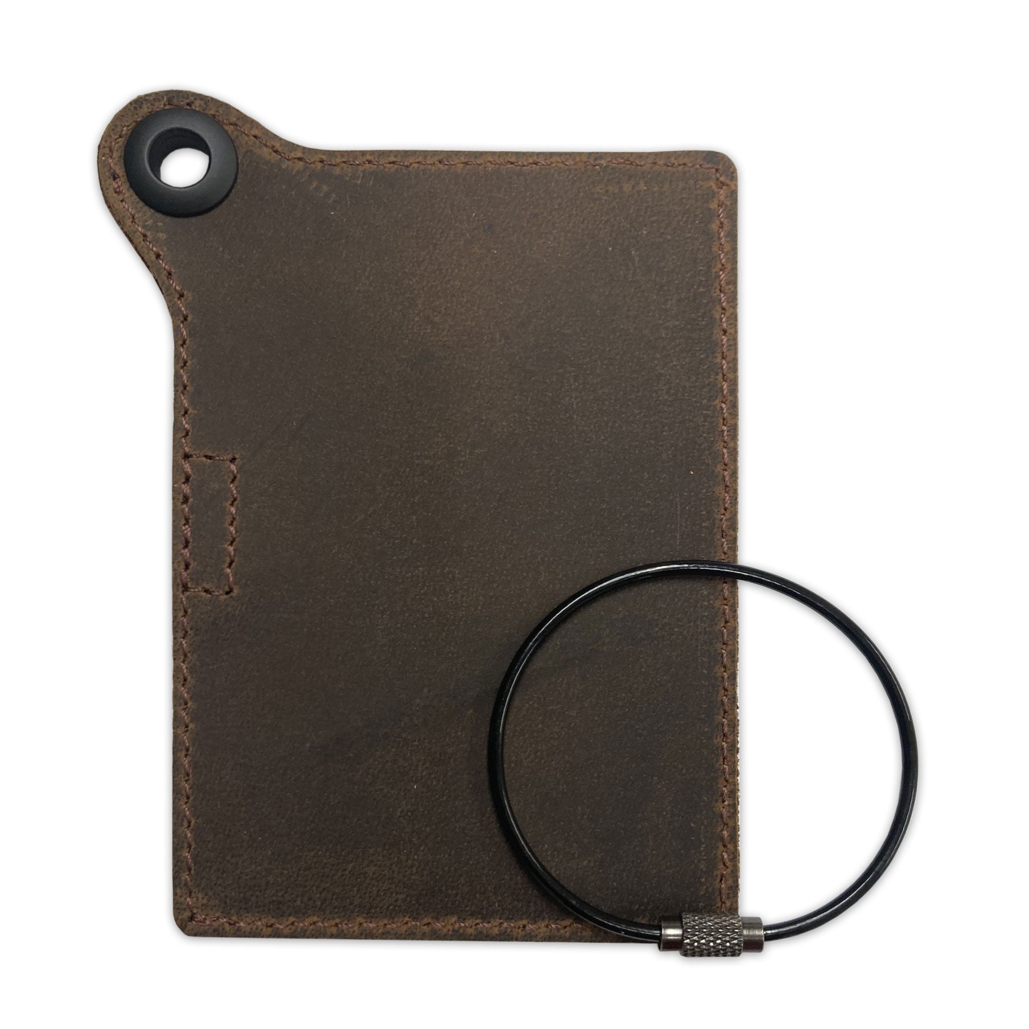 Travelers Envy Leather Luggage Tag with Metal Cable-Bomber Brown