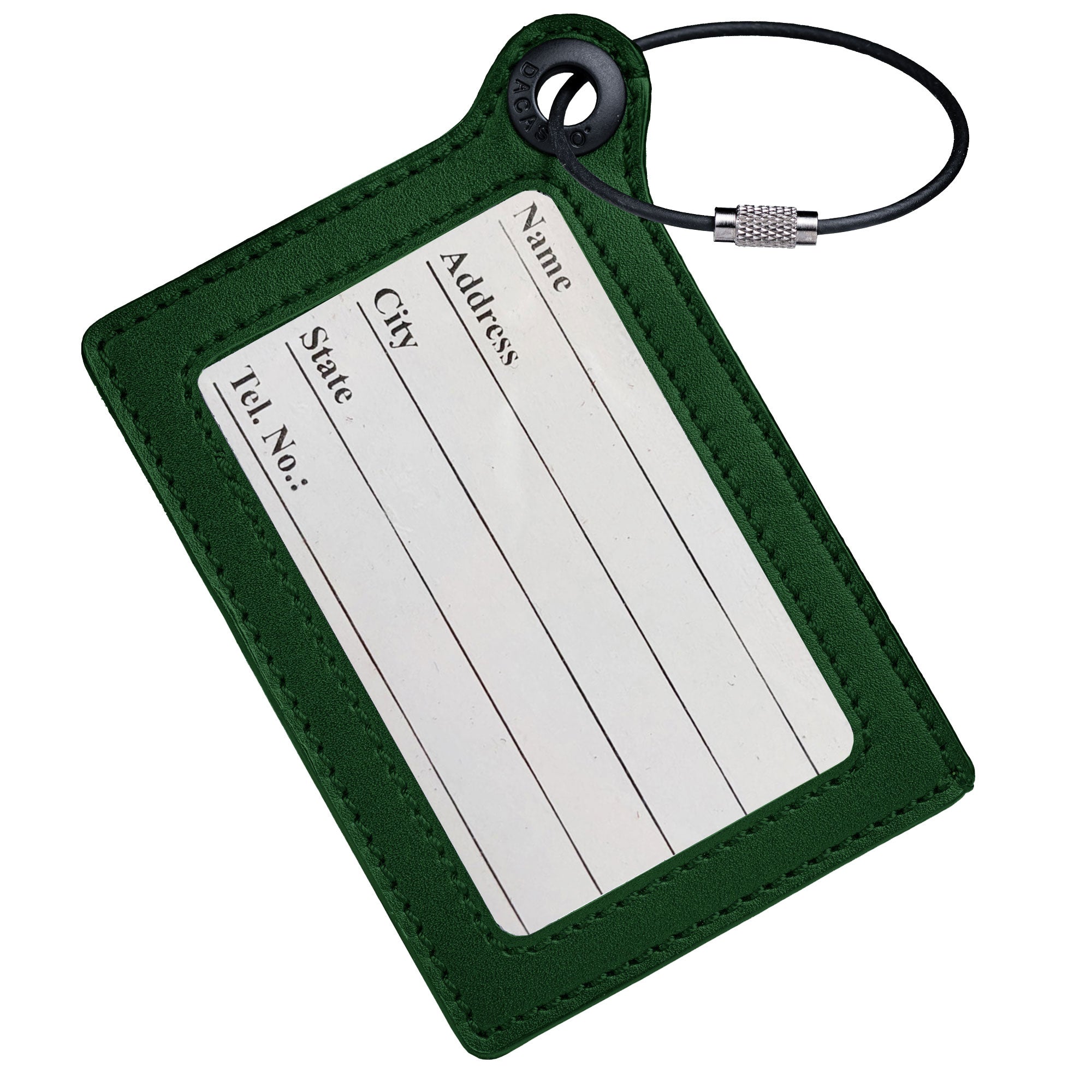 🎁 Travelers Envy Leather Luggage Tag with Metal Cable - Dark Green (100% off)