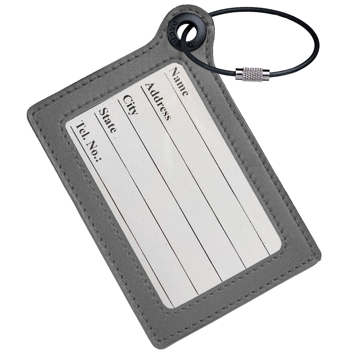 🎁 Travelers Envy Leather Luggage Tag with Metal Cable - Gray (100% off)