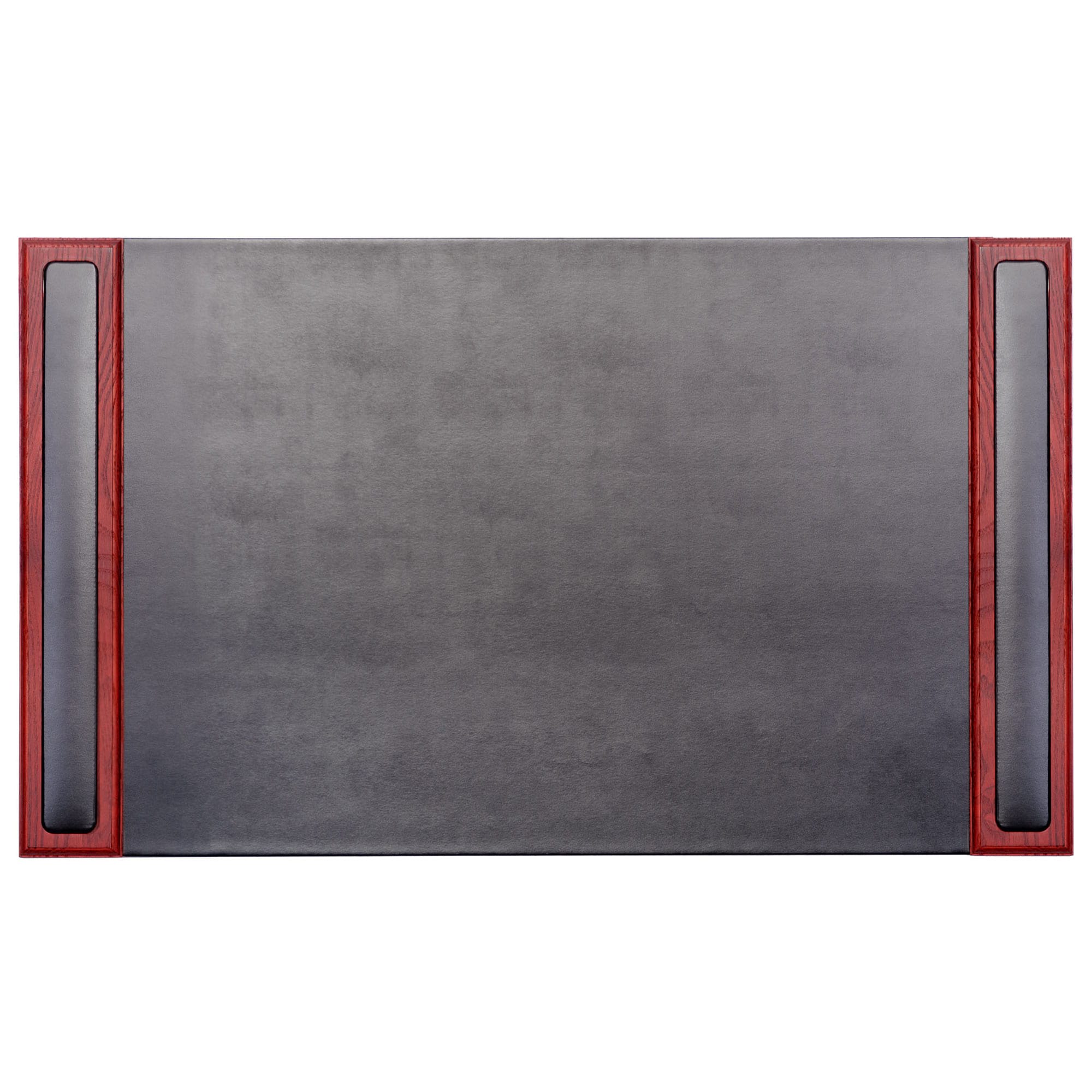 Leather desk pad with red border on a white background