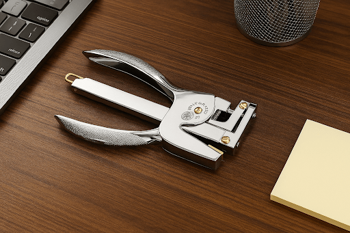 El Casco 23 Kt Gold and Chrome Plated Plier Stapler