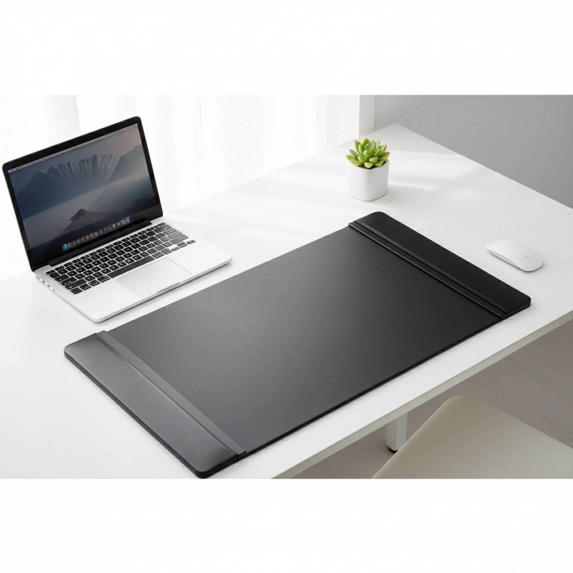 Black Leather Desk Pad, 25.5 x 17.25