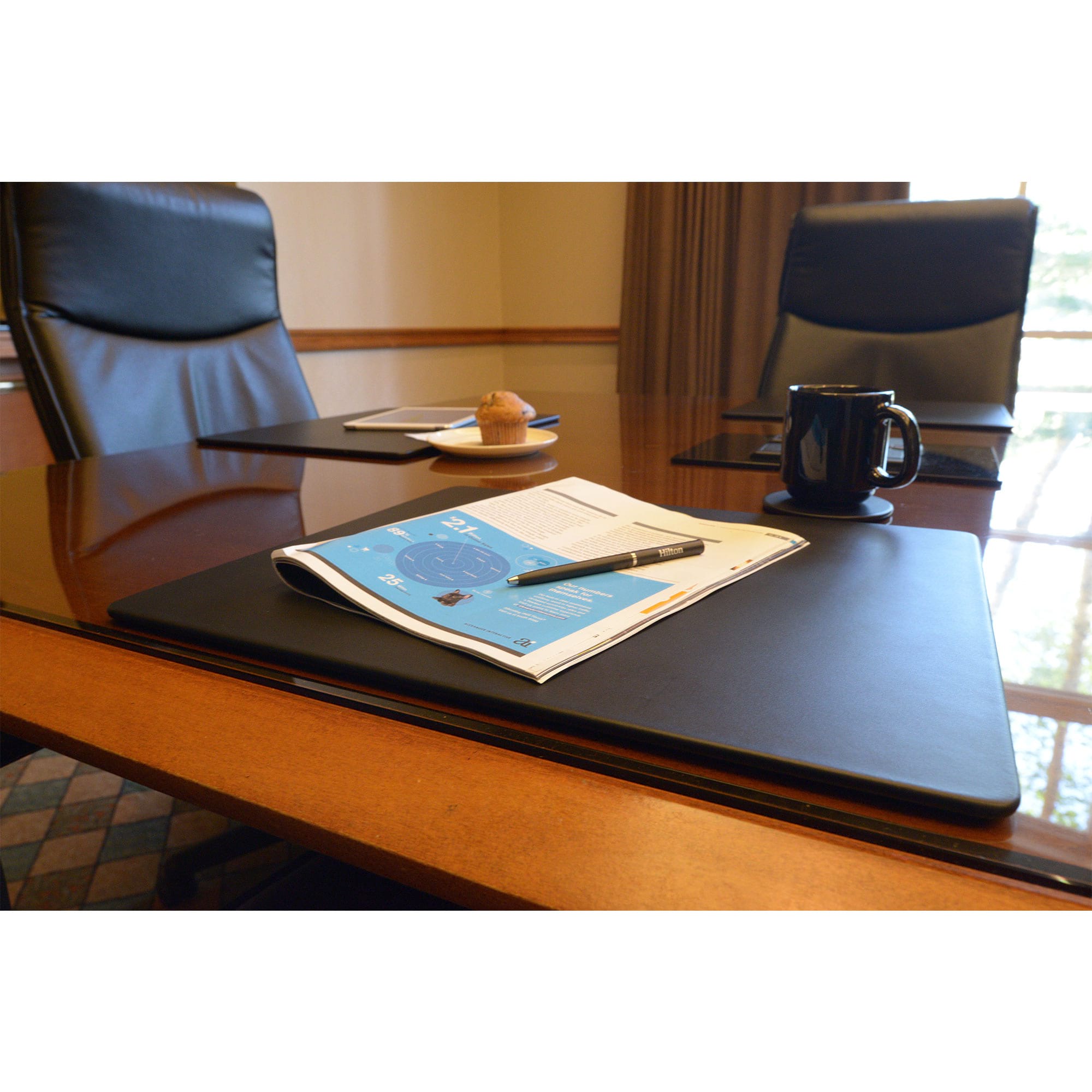 Black Leather Conference Table Pad, 17 x 14