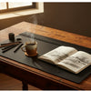 Classic Black Leather 34 X 20 Top-Rail Desk Pad