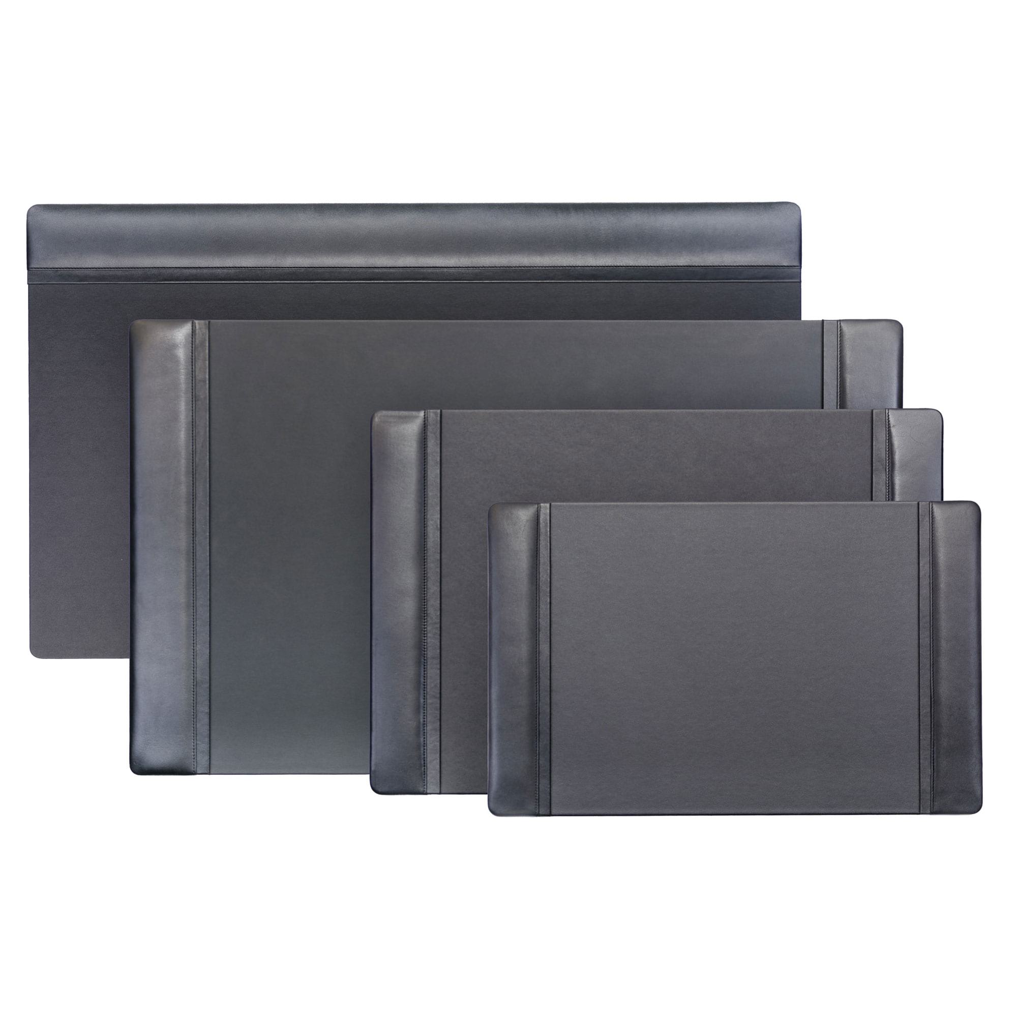 Classic Black Leather 34 X 20 Top-Rail Desk Pad