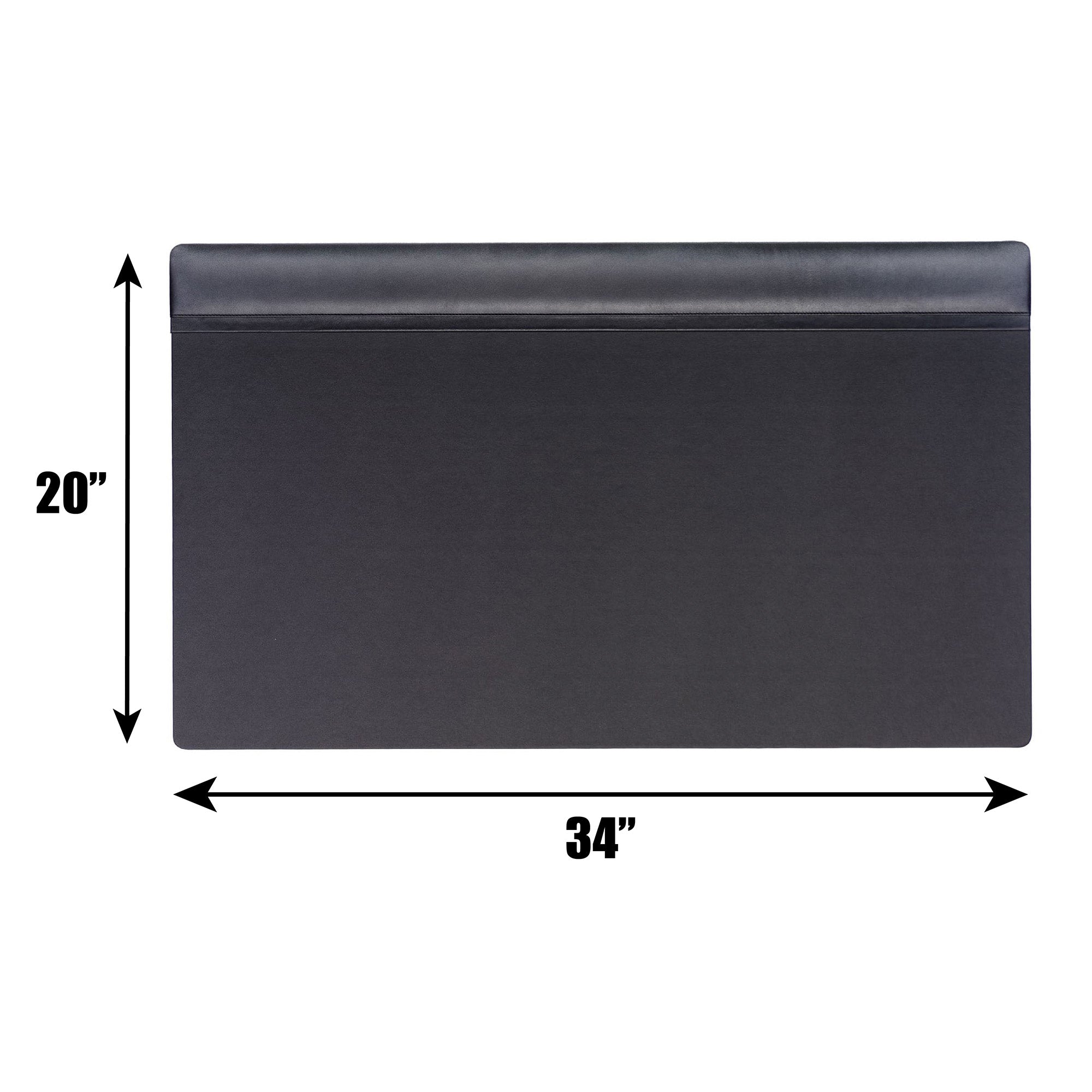 Classic Black Leather 34 X 20 Top-Rail Desk Pad