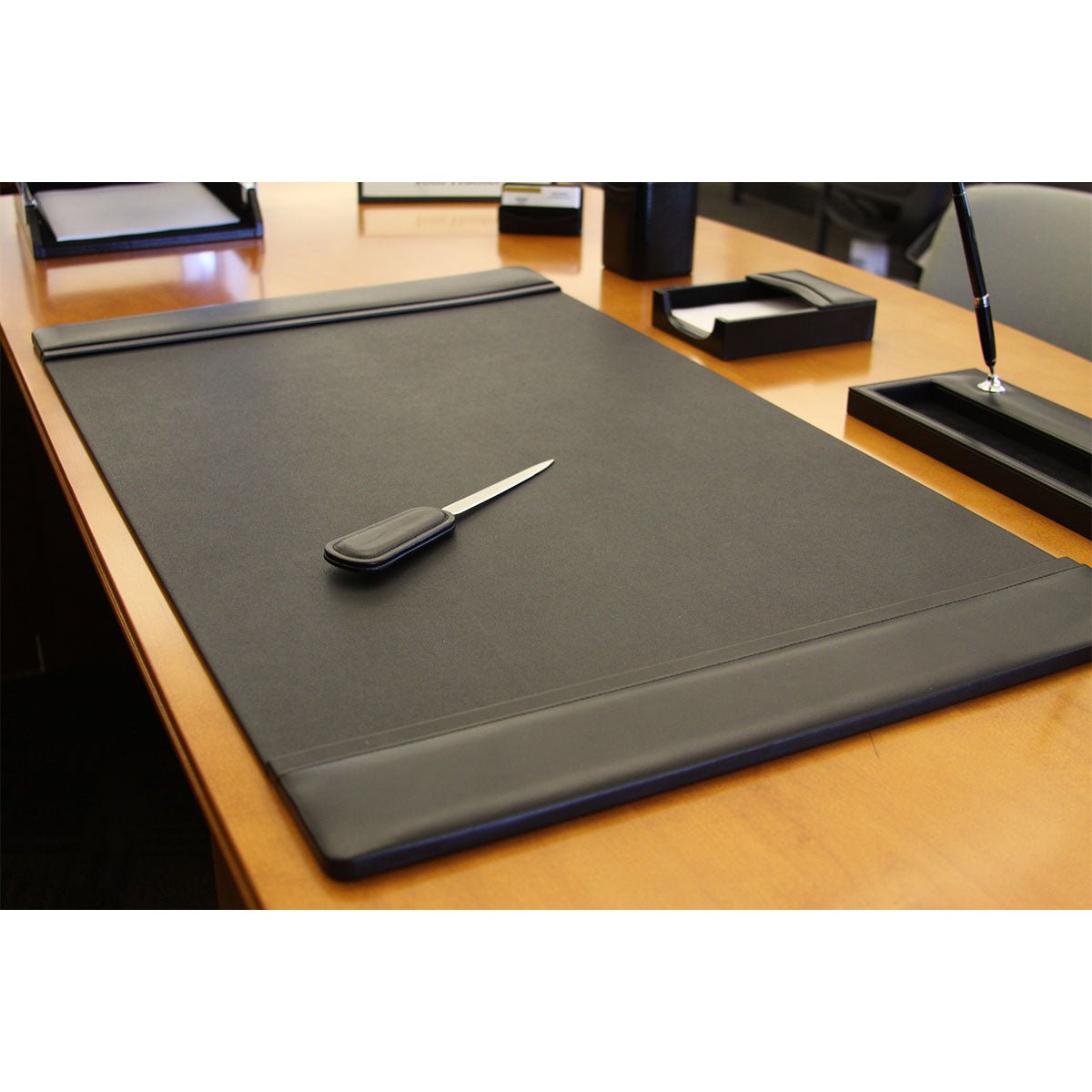 Black Leather Desk Pad, 38 x 24
