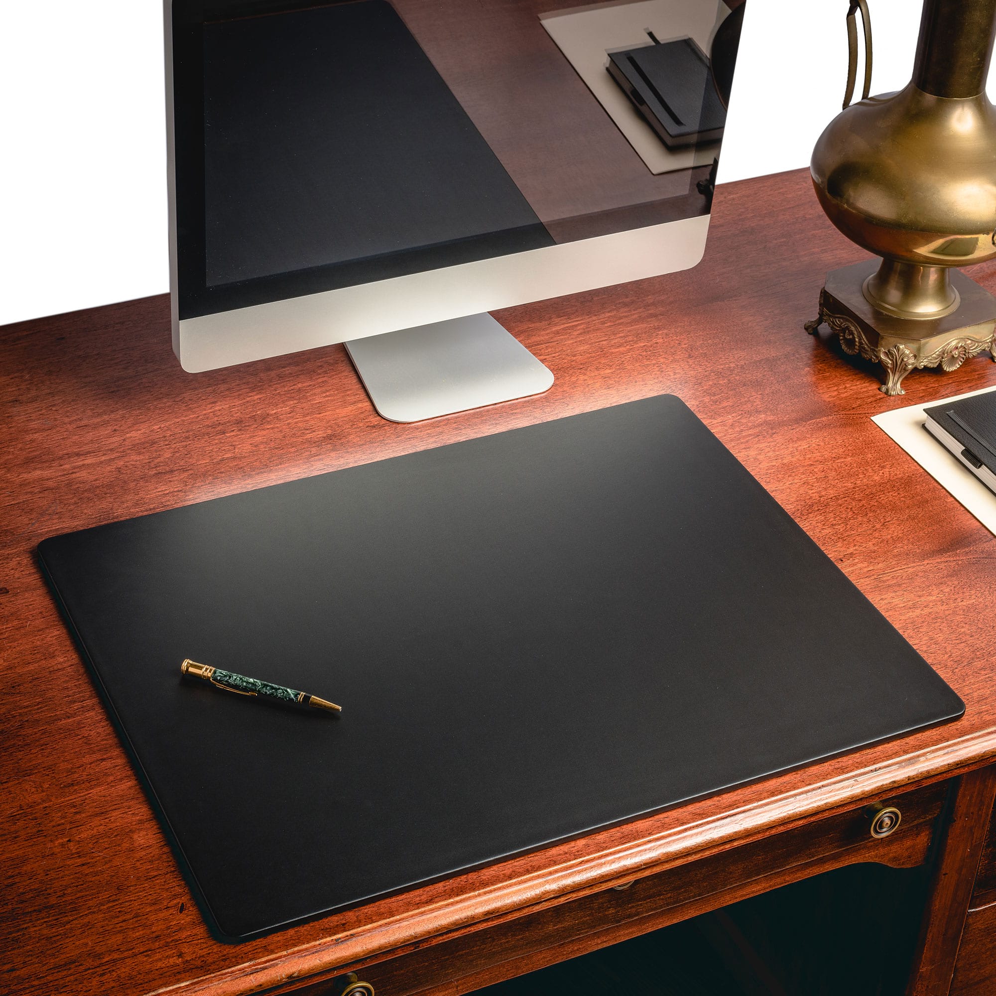 Black Leatherette Desk Pad w/out Rails, 24 x 19