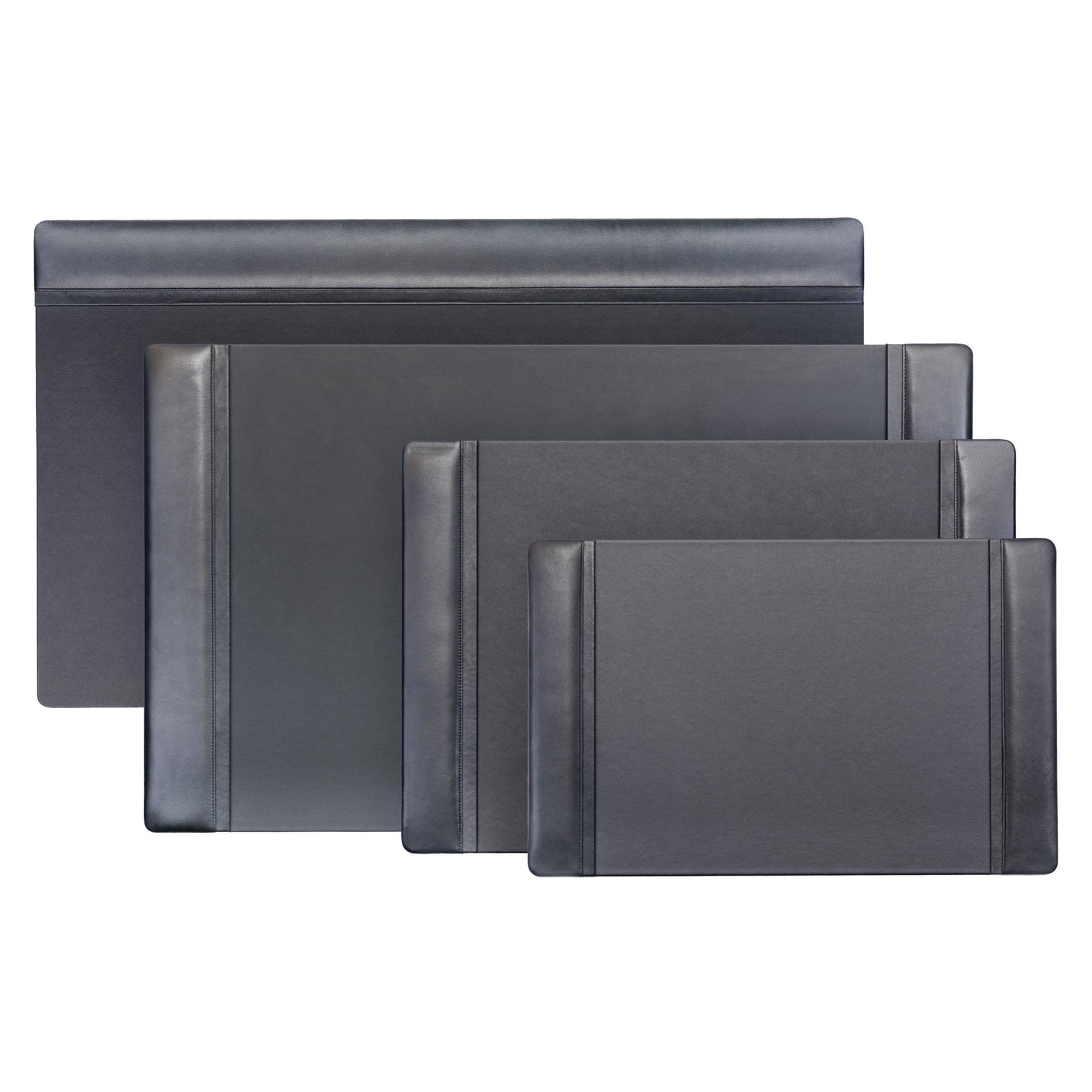 Black Leather 22 x 14 Side-Rail Desk Pad