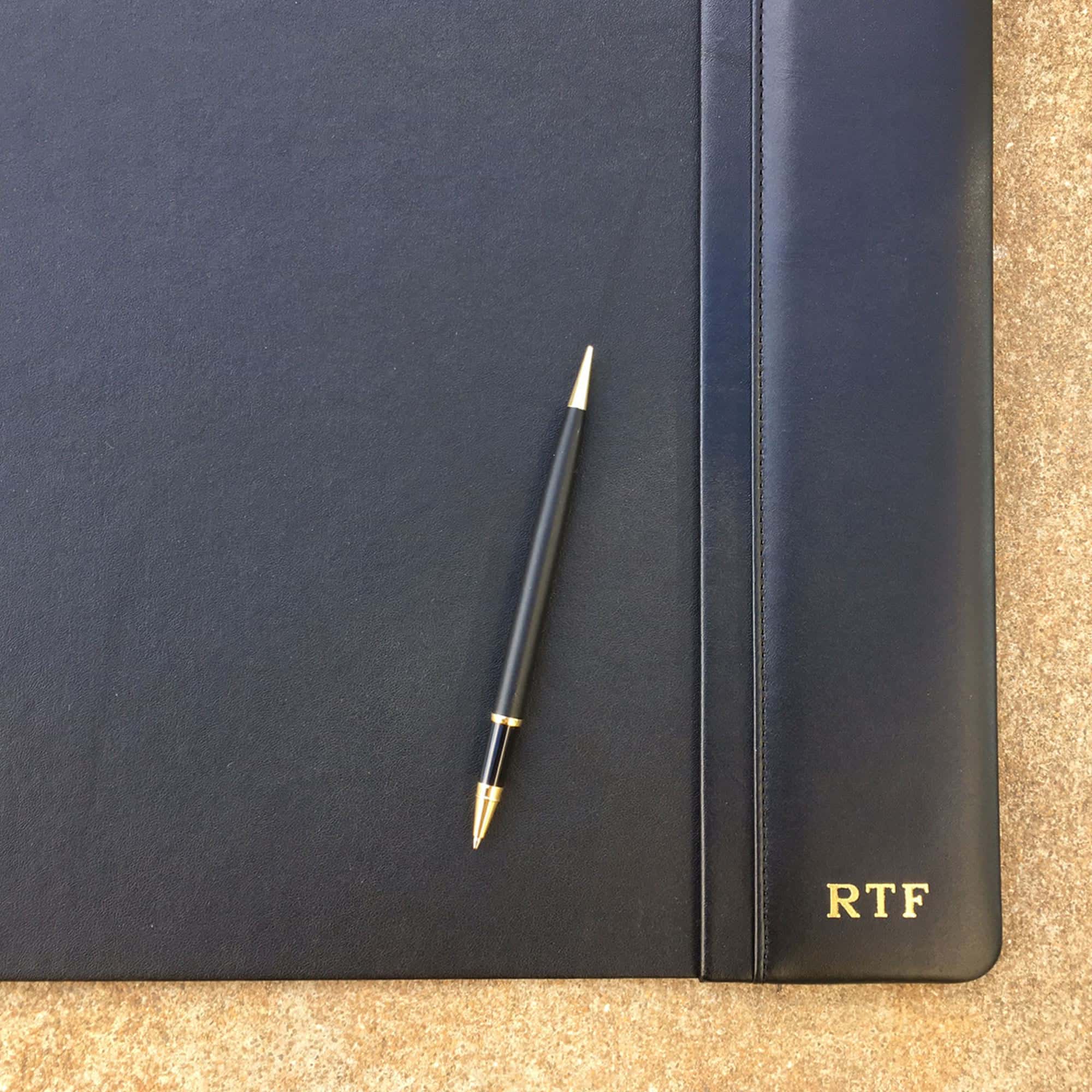 Black Leather 22 x 14 Side-Rail Desk Pad
