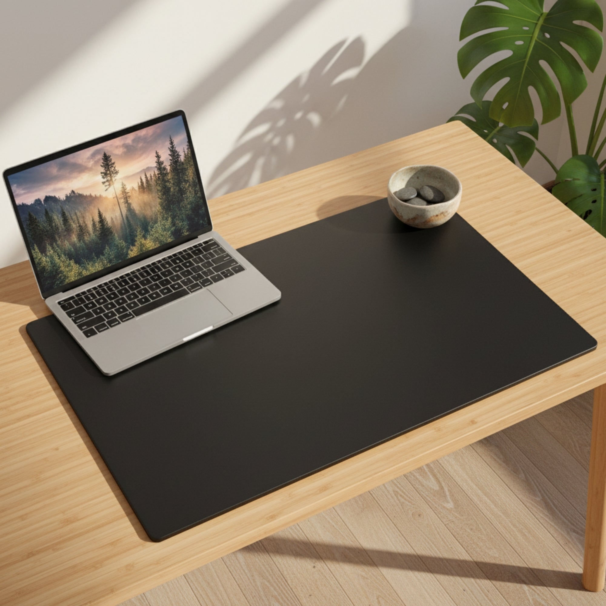 Black Leatherette Desk Pad w/out Rails, 34 x 20