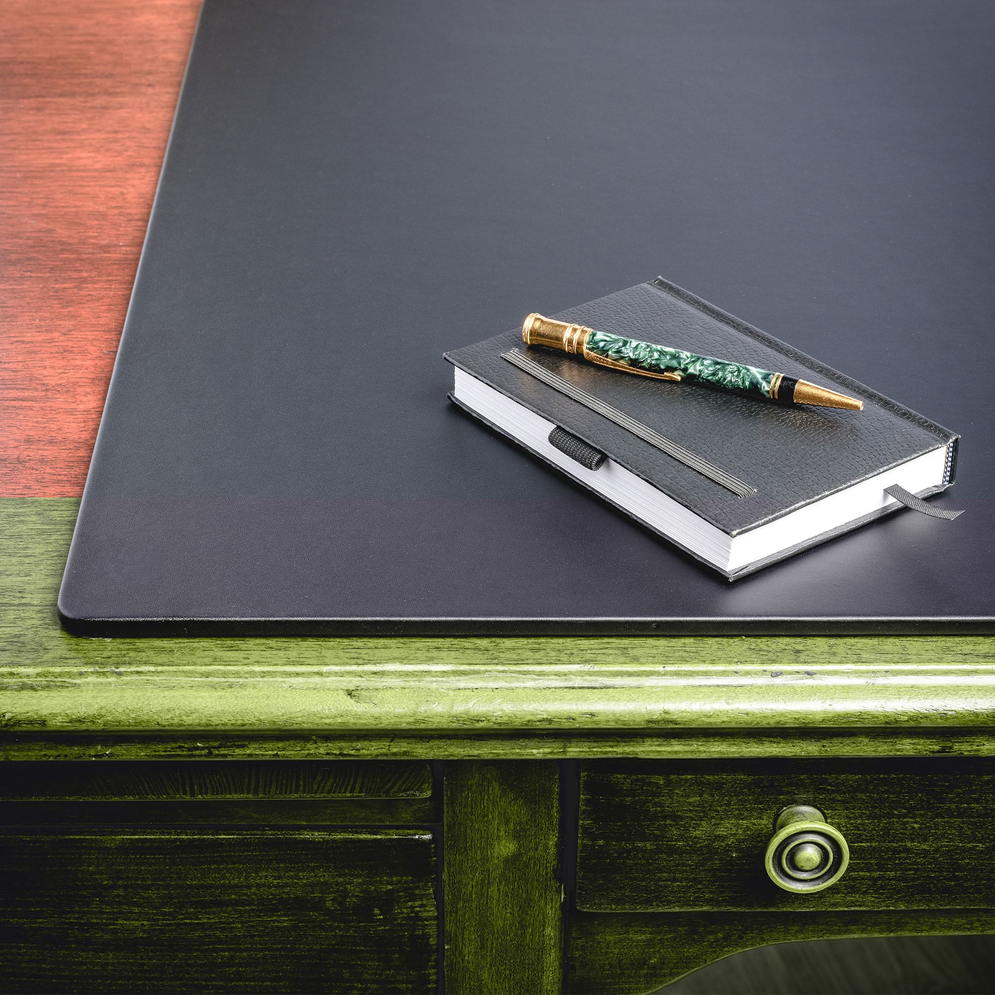Black Leatherette Desk Pad w/out Rails, 34 x 20