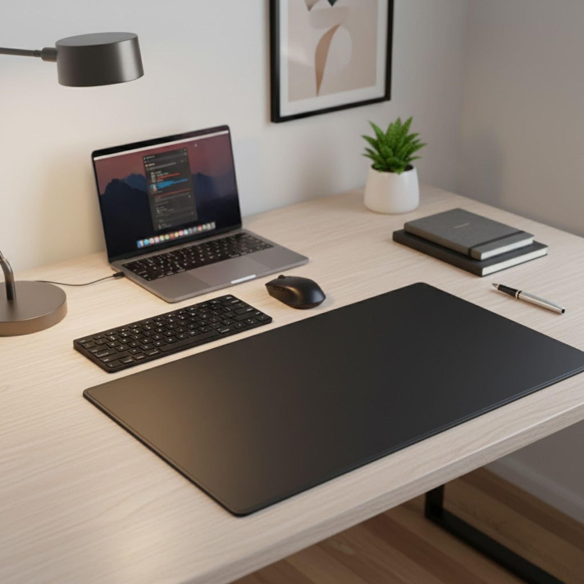 Black Leatherette Desk Pad w/out Rails, 30 x 19