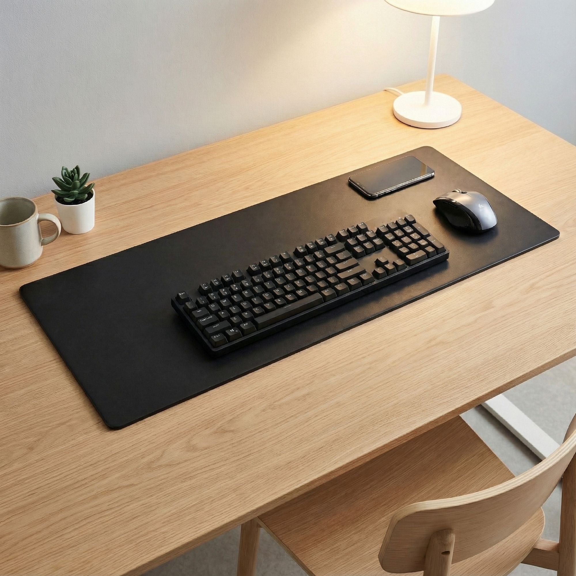 Black Leatherette Keyboard/Mouse Desk Pad, 30 x 12.5