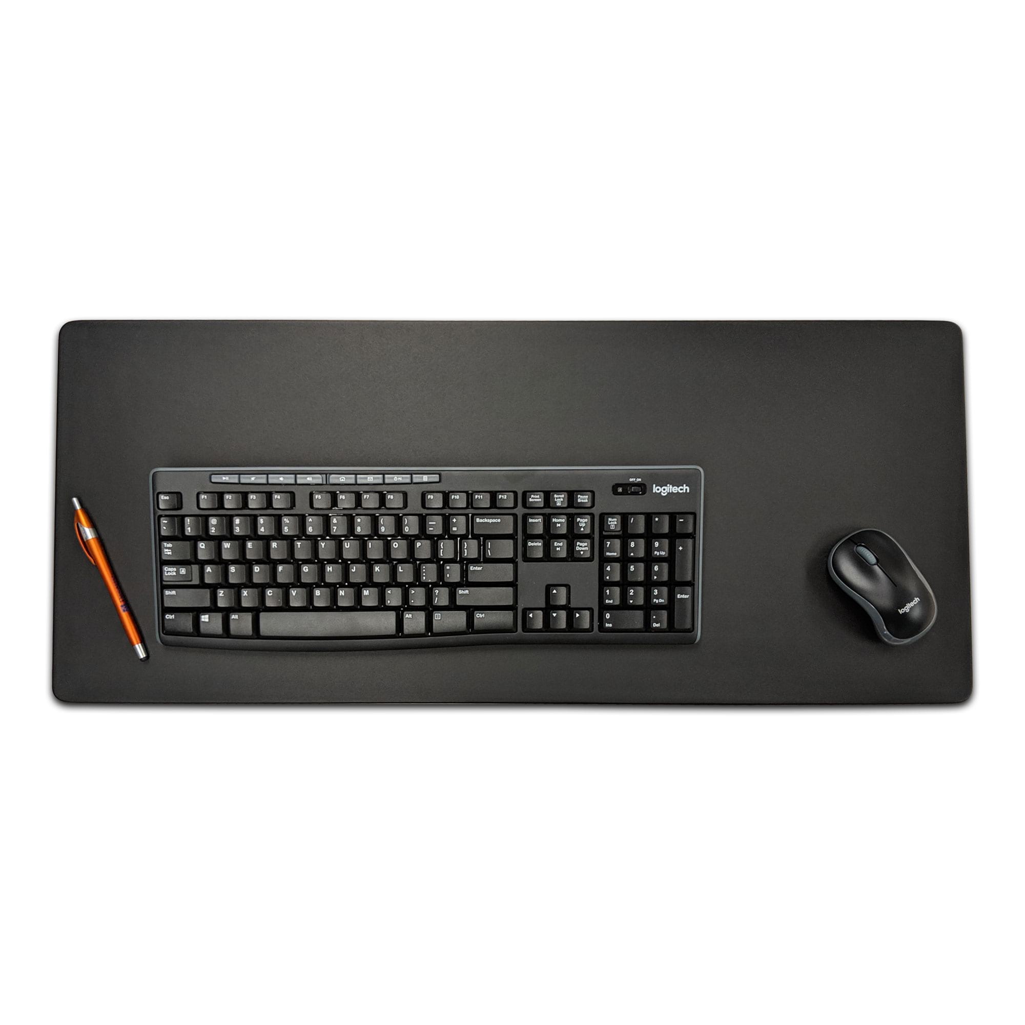 Black Leatherette Keyboard/Mouse Desk Pad, 30 x 12.5
